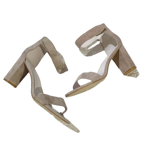 Jeffrey Campbell Lindsay Suede Block Heel Sandal NEW Taupe Size 12 - Picture 2 of 8